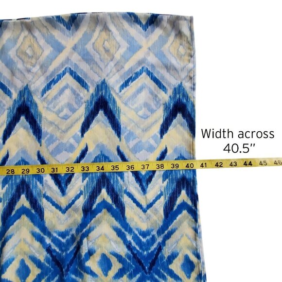 Chico’s Printed Crepe Poncho Top Abstract Tribal Blue Yellow Size Medium - Picture 9 of 12